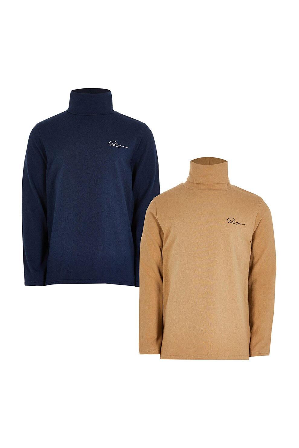 River Island, Set de bluza cu guler inalt - 2 piese, Albastru/Maro camel