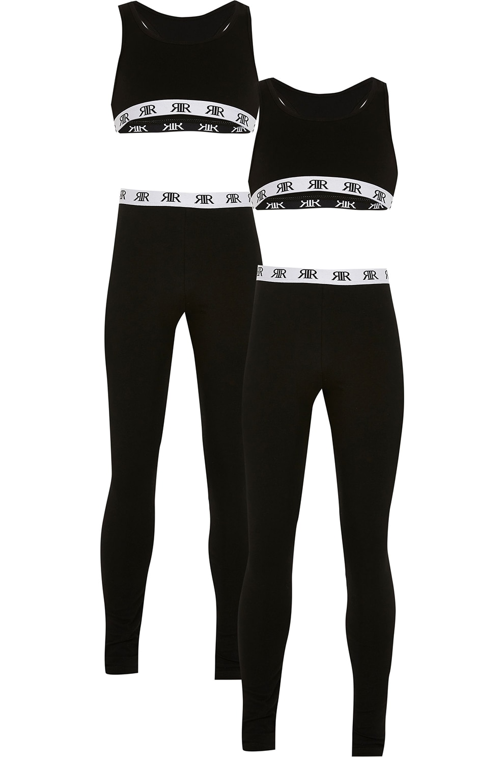 River Island, Set de bustiera si colanti - 4 piese, Negru/Alb