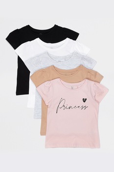 River Island, Set de tricouri de bumbac, 5 piese, Roz, 92 CM River Island, Set de tricouri de bumbac, 5 piese, Roz, 92 CM