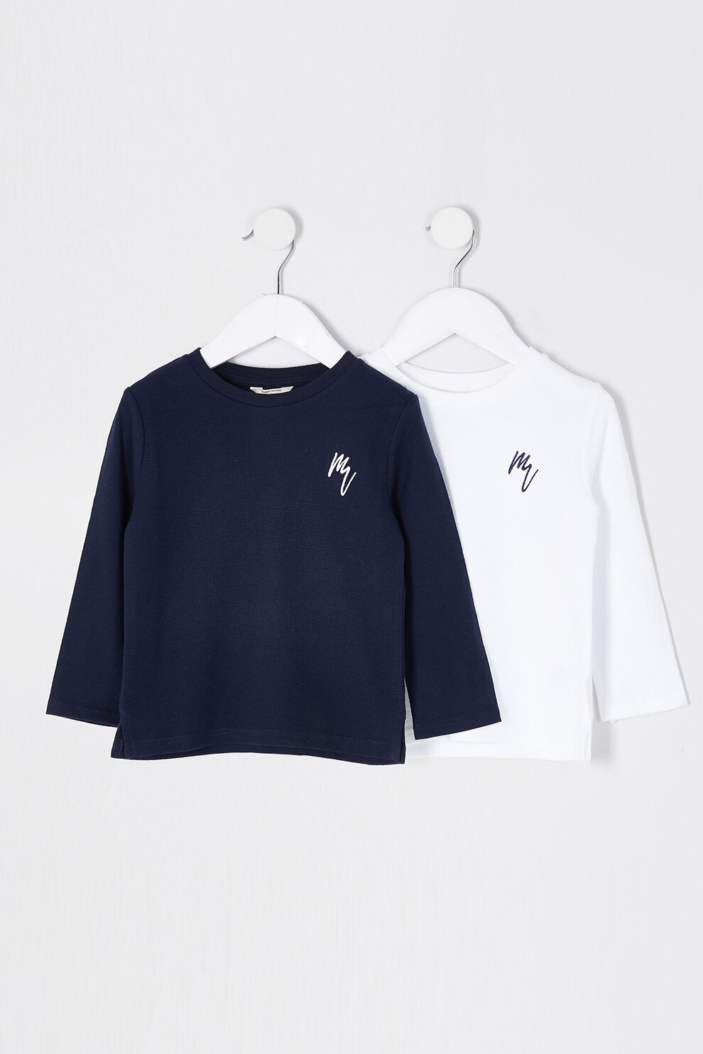 River Island, Set de bluze din bumbac - 2 piese, bleumarin inchis, alb