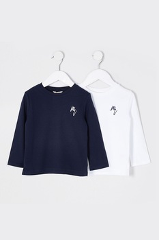 River Island, Set de bluze de bumbac, 2 piese, Bleumarin inchis/Alb optic River Island, Set de bluze de bumbac, 2 piese, Bleumarin inchis/Alb optic