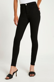 River Island, Blugi skinny cu talie inalta, Negru River Island, Blugi skinny cu talie inalta, Negru