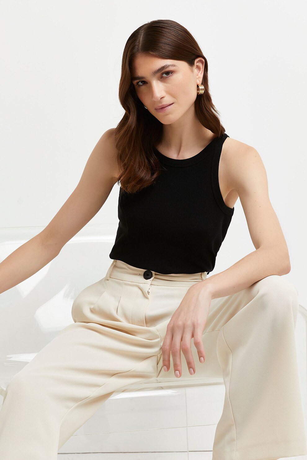 River Island, Top cu decolteu rotund, Negru