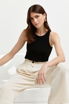 River Island, Top cu decolteu rotund, Negru River Island, Top cu decolteu rotund, Negru