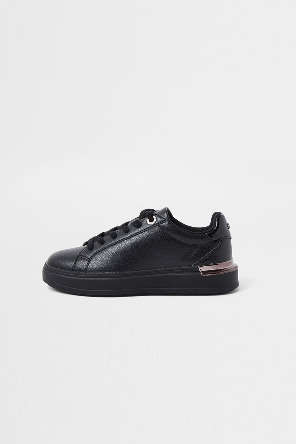 River Island, Pantofi sport din piele ecologica, Negru