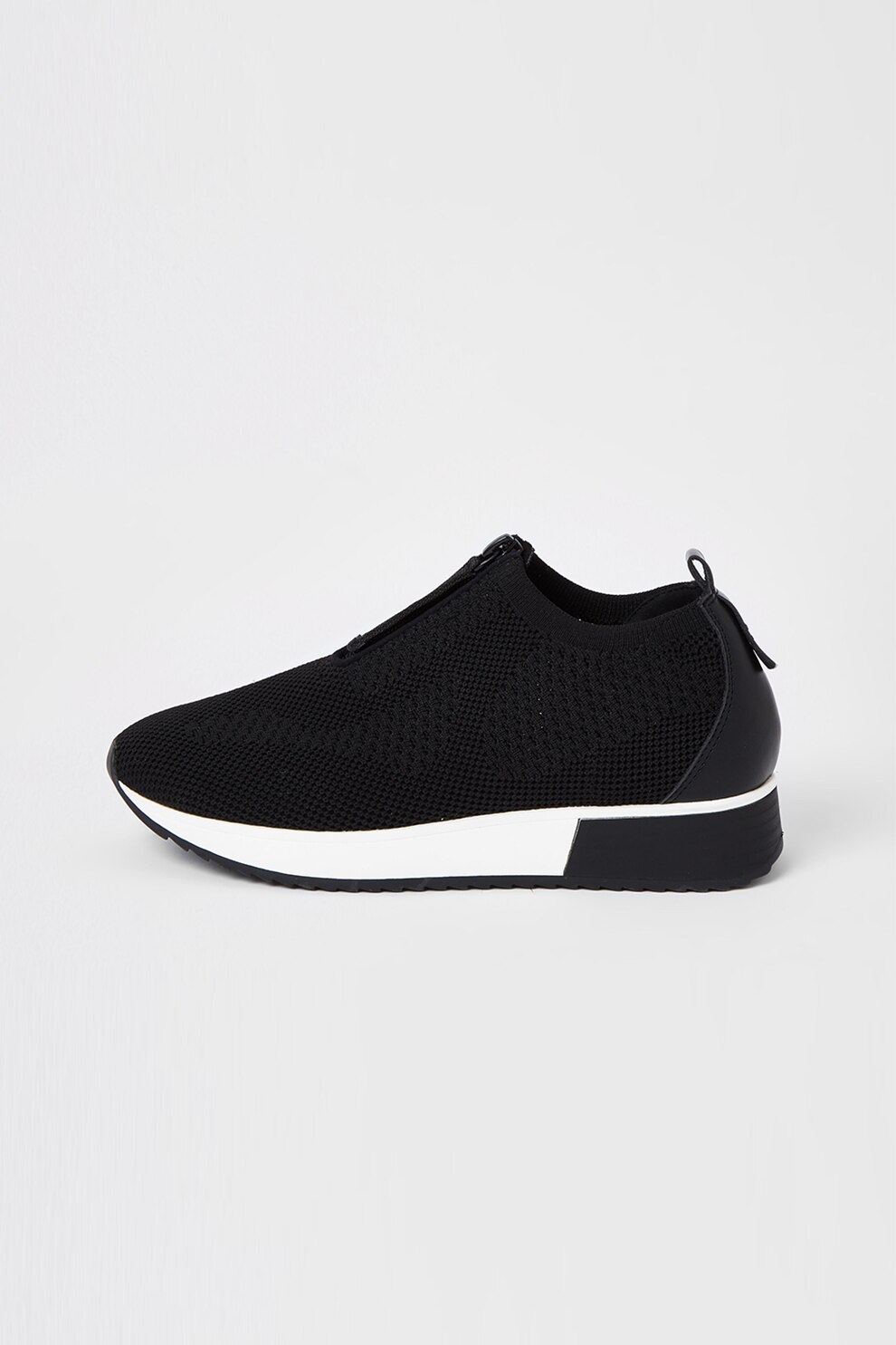 River Island, Pantofi sport din plasa cu fermoar, Negru