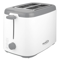 Prajitor de paine, Hauser, T-242, 800 W, doua felii, prajire continua, reincalzire si dezghetare, Alb/Gri