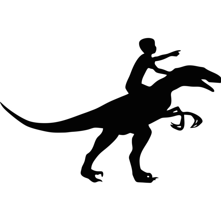 Декорация за стена Момче върху динозавър HH690 от дърво 38x25 см