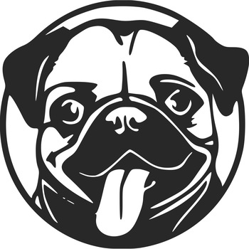 Decor perete Catel Pug Mops HH688 din lemn 37x37 cm Decor perete Catel Pug Mops HH688 din lemn 37x37 cm