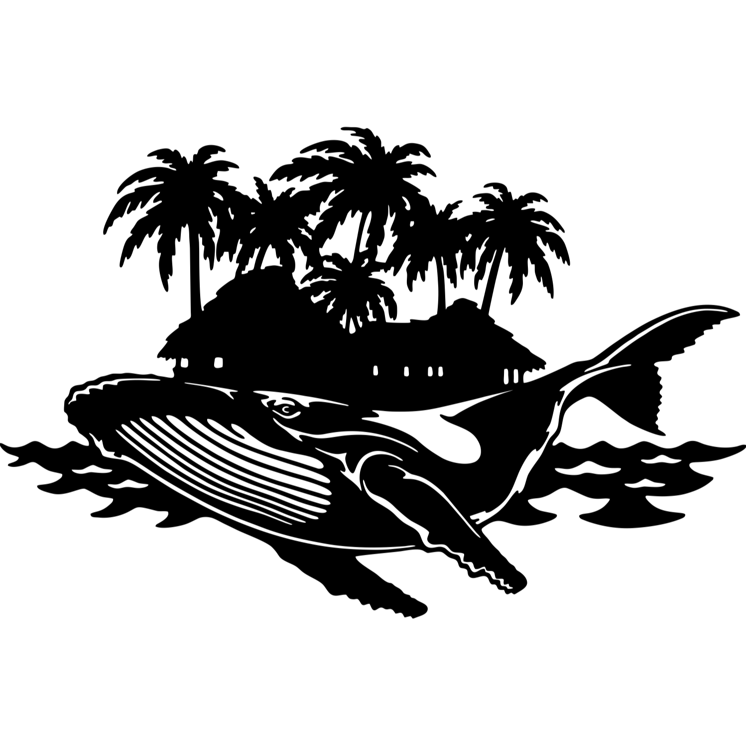 Decor perete Balena HH805 din lemn 37x25 cm