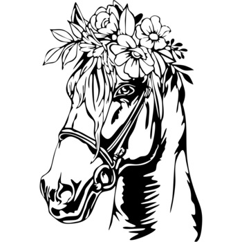 Decor perete Cap de Cal cu Flori HH750 din lemn 30x45 cm Decor perete Cap de Cal cu Flori HH750 din lemn 30x45 cm