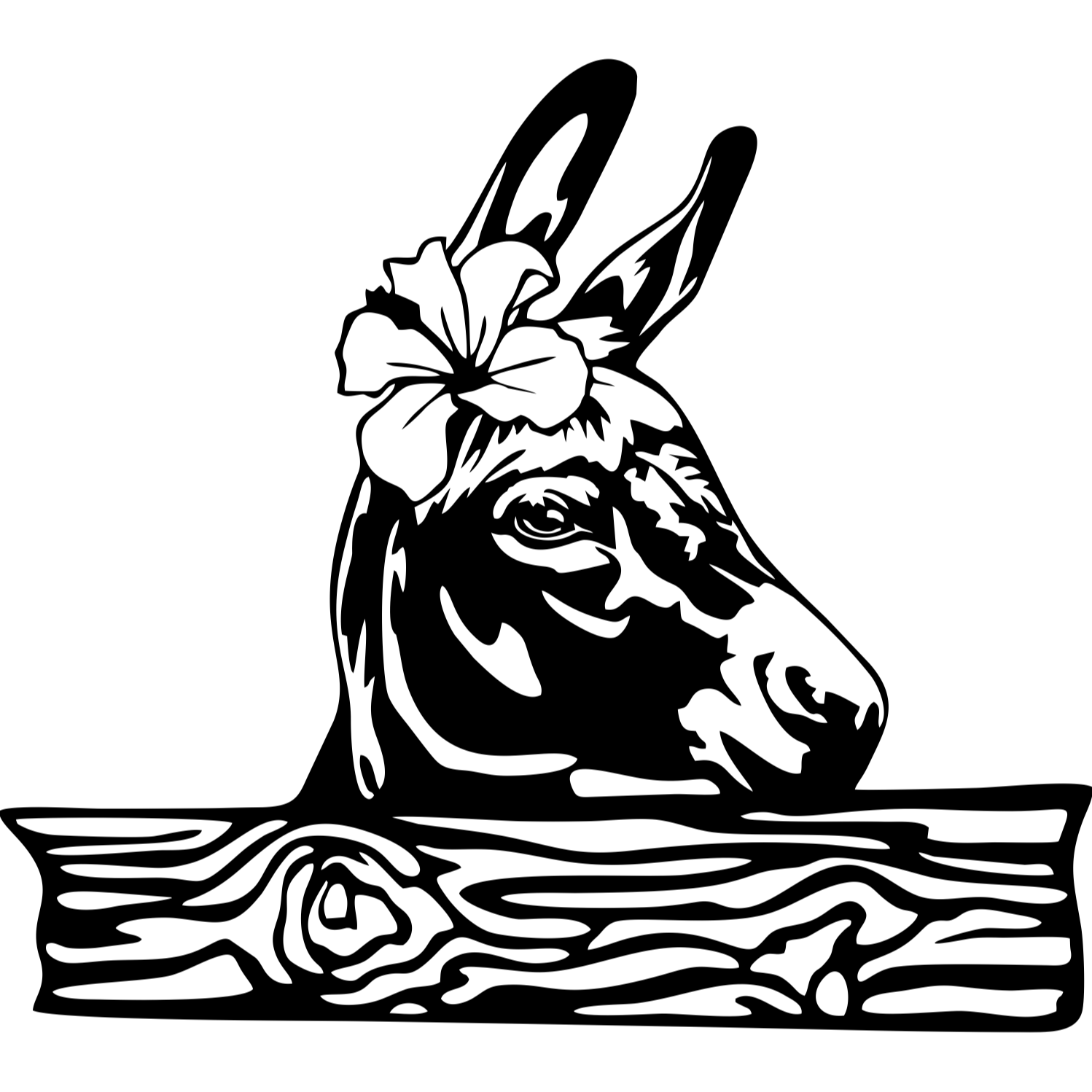 Decor perete Cap de Magarita HH736 din lemn 30x27 cm