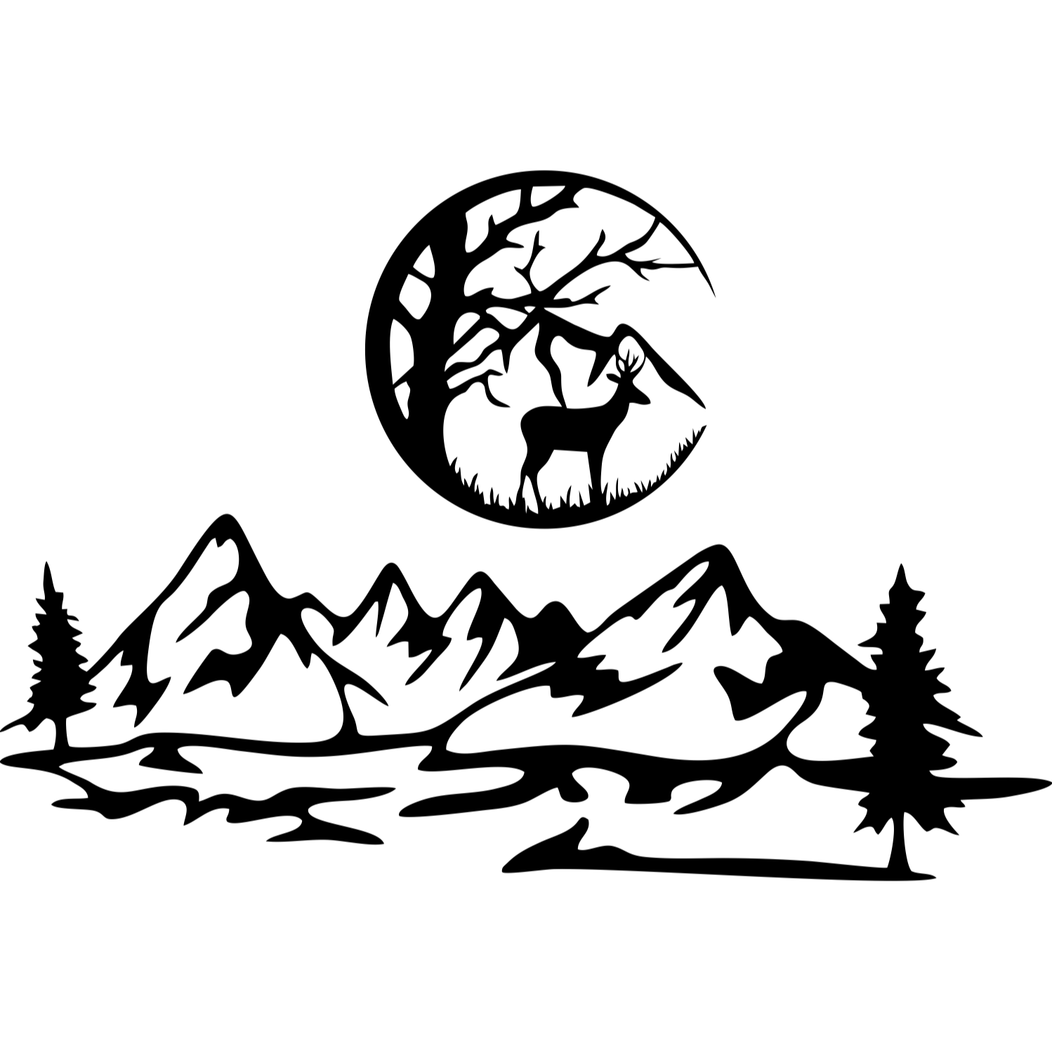 Decor perete Cerb si Priveliste Montana HH733 din lemn 30x20 cm