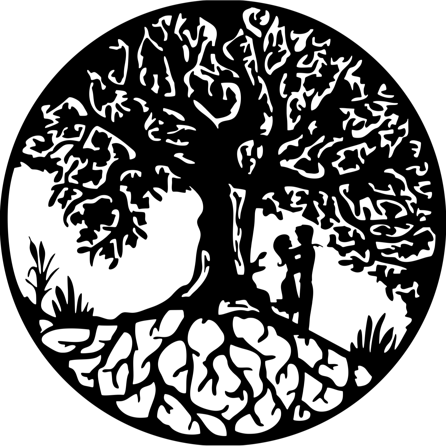 Decor perete Cuplu sub Copac HH684 din lemn 37x37 cm