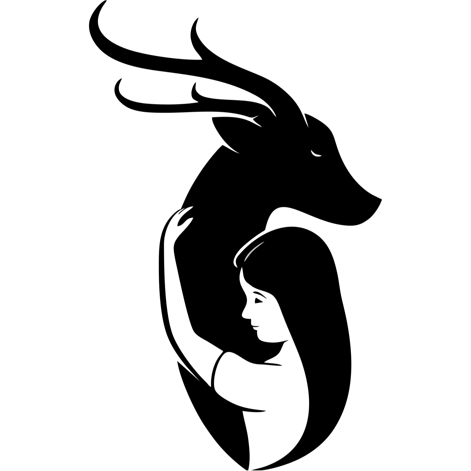 Decor perete Fata si Caprioara HH696 din lemn 20x33 cm