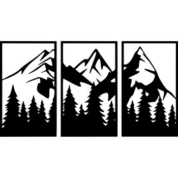 Decor perete Munte din 3 Parti HH702 din lemn 69x37 cm Decor perete Munte din 3 Parti HH702 din lemn 69x37 cm