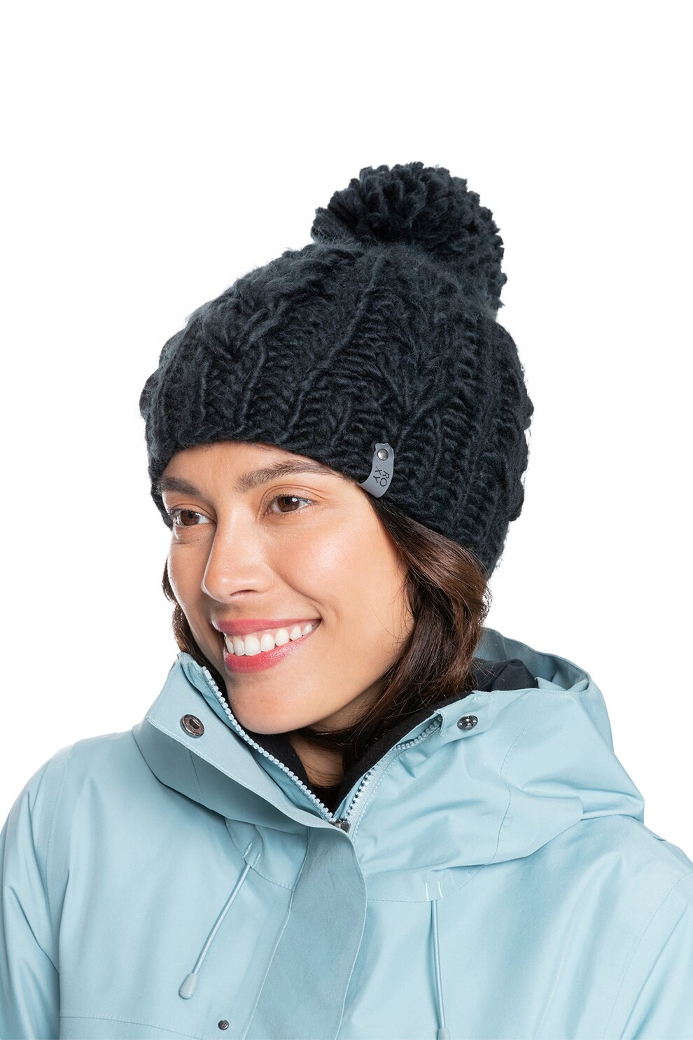 ROXY, Caciula tricotata masiv cu model torsade, Bleumarin inchis