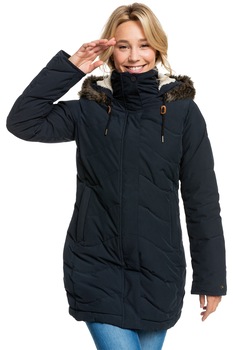 ROXY, Geaca impermeabila cu blana sintetica Ellie, Bleumarin inchis, S ROXY, Geaca impermeabila cu blana sintetica Ellie, Bleumarin inchis, S