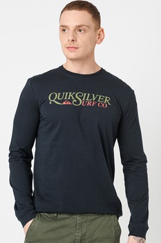 QUIKSILVER, Bluza cu imprimeu logo, negru/verde militar/corai QUIKSILVER, Bluza cu imprimeu logo, negru/verde militar/corai