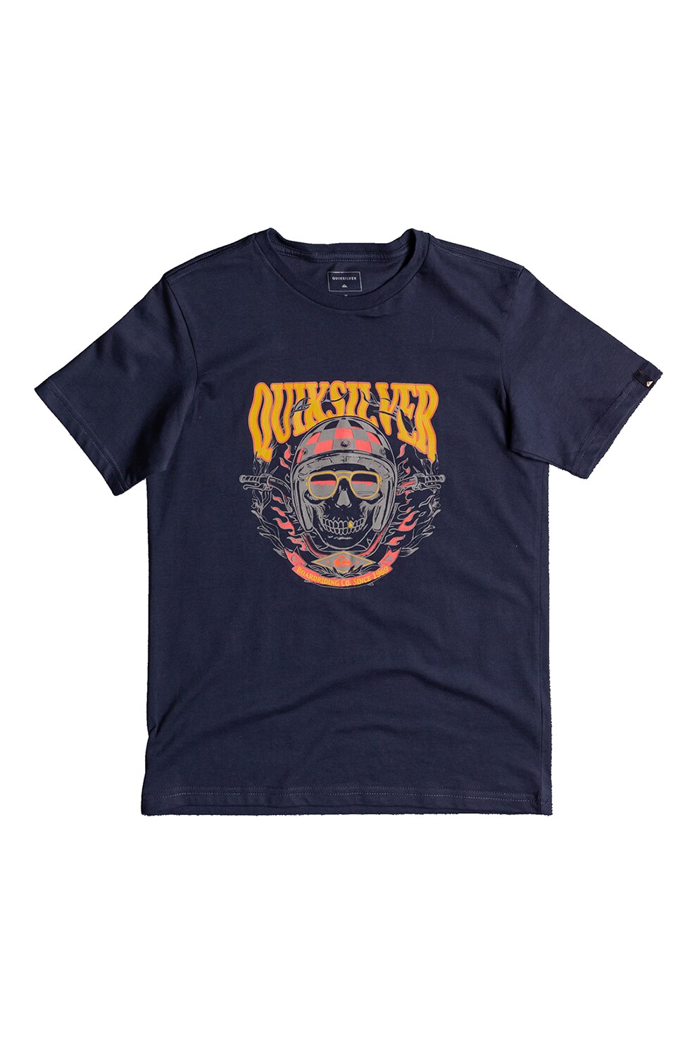 QUIKSILVER, Tricou cu imprimeu grafic Bikerskully, Bleumarin inchis/Oranj