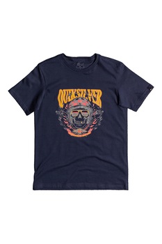 QUIKSILVER, Tricou cu imprimeu grafic Bikerskully, Bleumarin inchis/Oranj QUIKSILVER, Tricou cu imprimeu grafic Bikerskully, Bleumarin inchis/Oranj