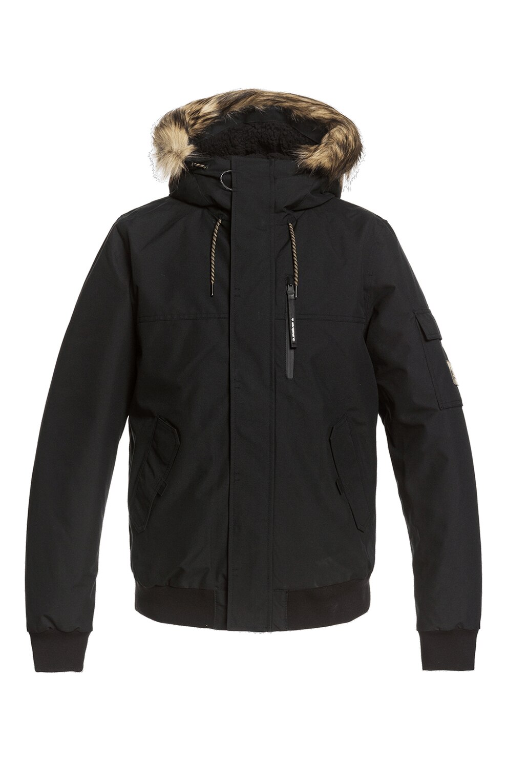 QUIKSILVER, Geaca cu detalii din blana sintetica Arris, Negru