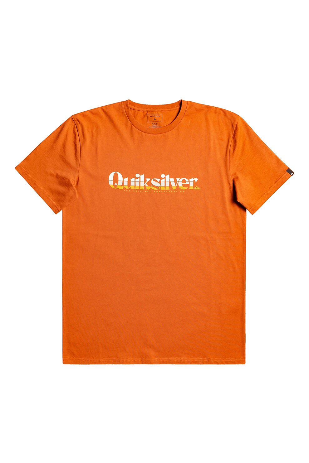 QUIKSILVER, Tricou cu decolteu la baza gatului si imprimeu logo supradimensionat Primary Colours, Oranj mandarina
