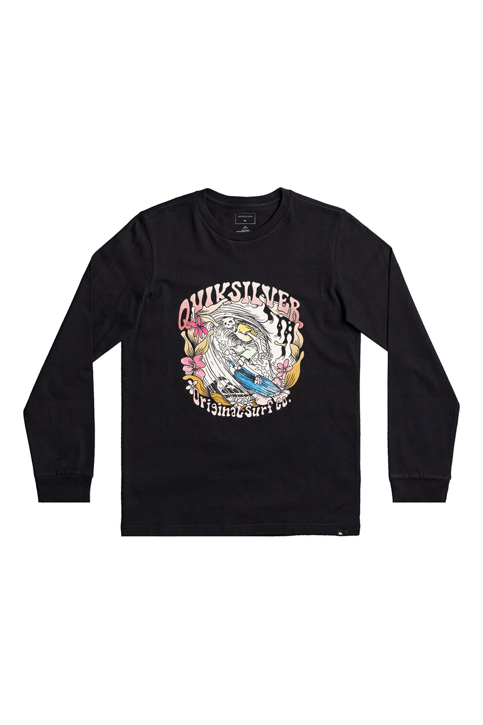 QUIKSILVER, Bluza cu imprimeu grafic Waveyskully, Negru/Alb/Roz pastel