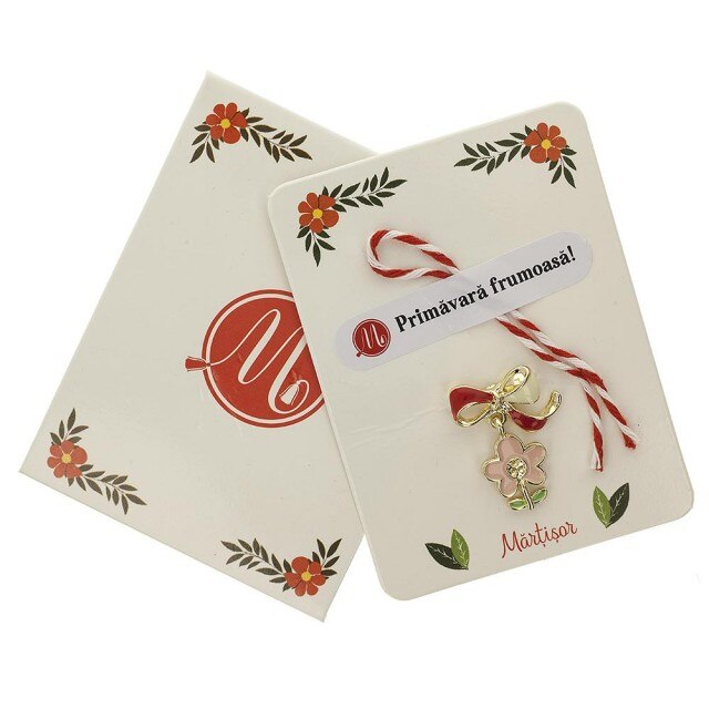 Brosa Jucausa Floare Roz cu Frunzulite