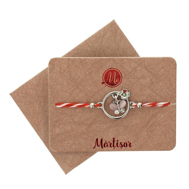 Bratara Argintie Jucausa Fluturas Roz