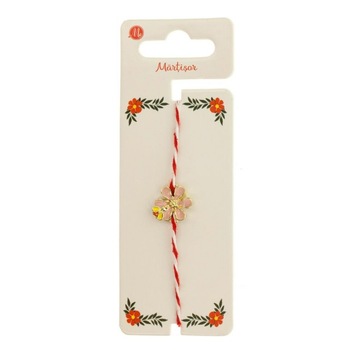 Bratara Aurie Martisor cu Floare Roz si Albinuta Bratara Aurie Martisor cu Floare Roz si Albinuta
