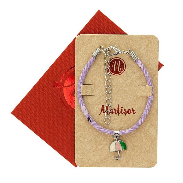 Bratara Mov cu Umbrela Roz