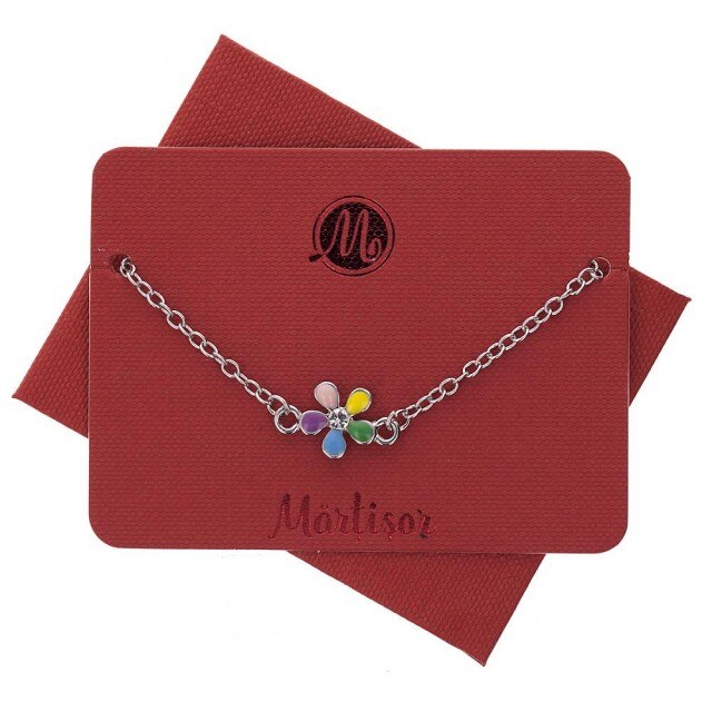 Bratara Martisor Metalic Floare Colorata