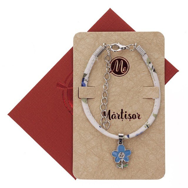 Bratara Albastra cu Floare Albastra si Frunzulite