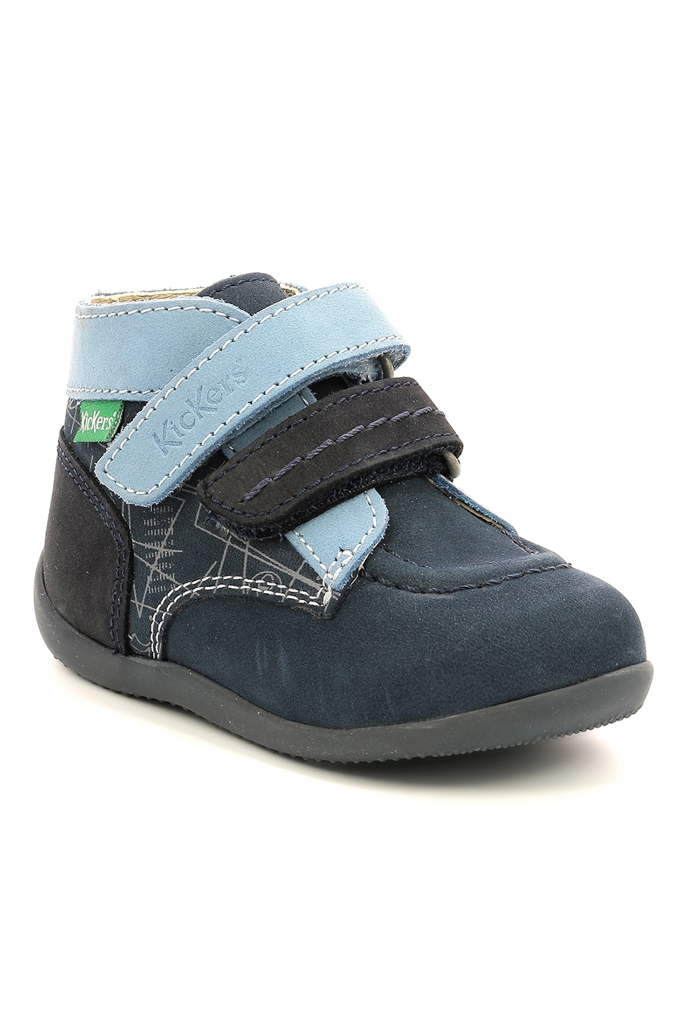 Kickers kids, Ghete de piele intoarsa cu logo si detalii logo, Albastru