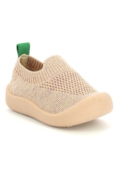 Kickers kids, Pantofi slip-on cu detaliu logo, Maro nisip Kickers kids, Pantofi slip-on cu detaliu logo, Maro nisip