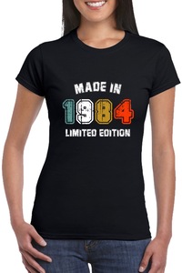 Egyedi női póló "Made in 1984 Limited Edition", fekete , XL