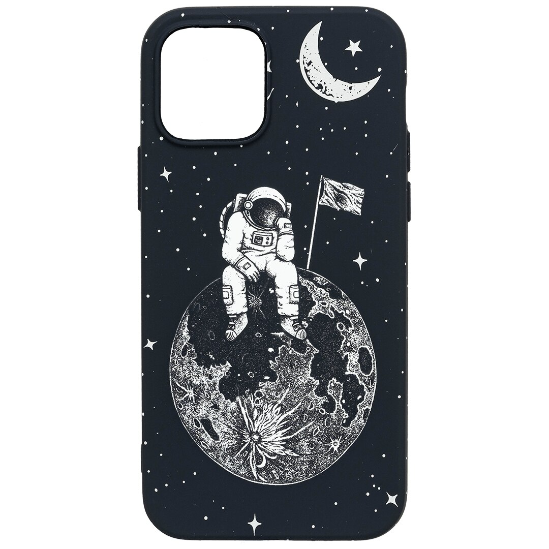 Husa de telefon, LUXO, compatibil cu iPhone 12 / 12 Pro, model Astronaut on the Moon cu efect fosforescent, TPU, multicolor