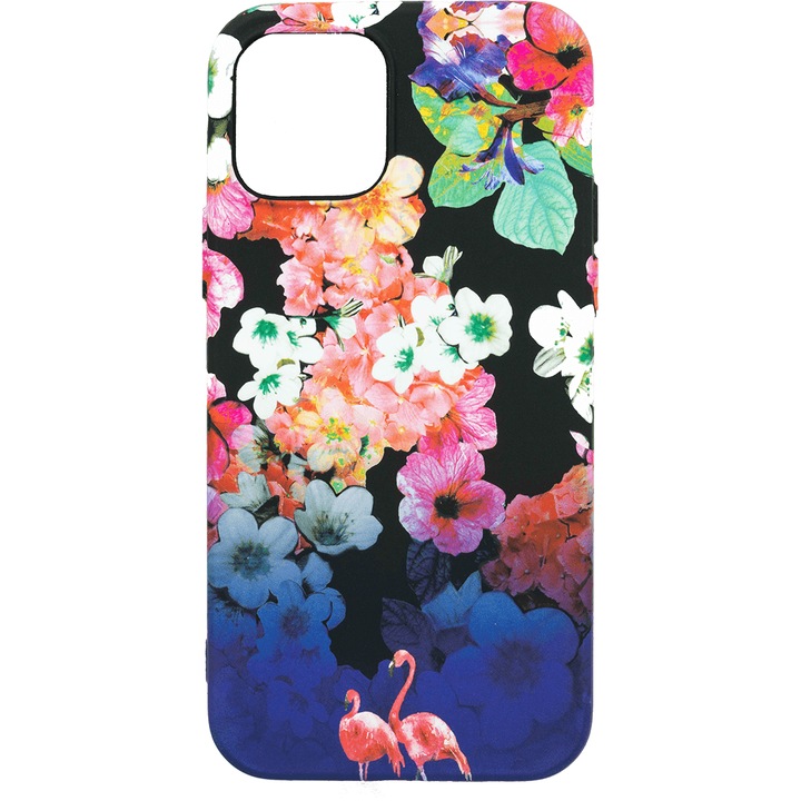 Husa de telefon, LUXO, compatibil cu iPhone 7 / iPhone 8 / iPhone SE 2 2020, model Flamingo Flowers cu efect fosforescent, TPU, multicolor