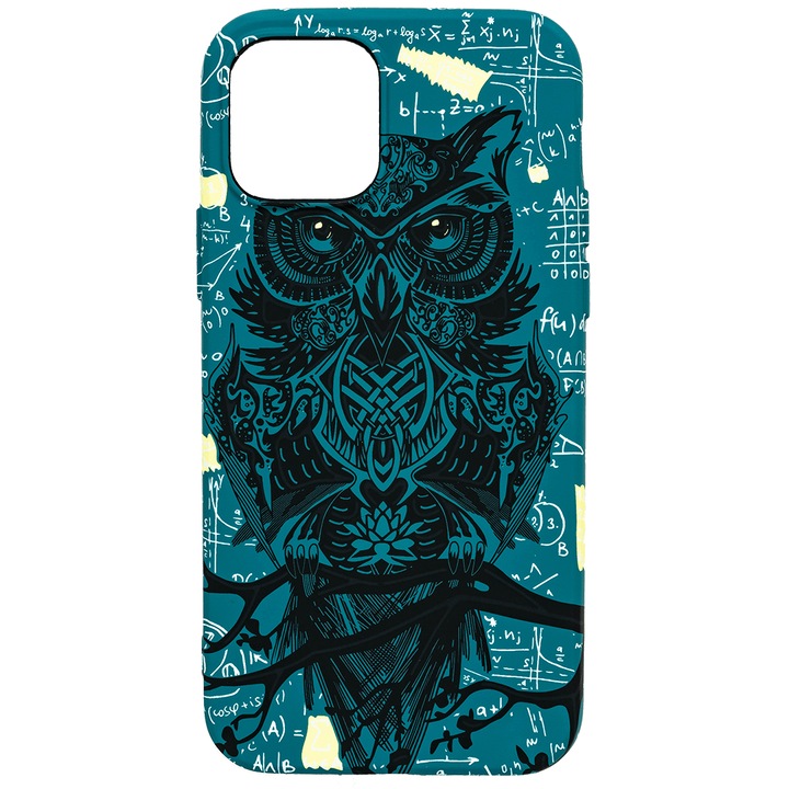 Husa de telefon, LUXO, compatibil cu iPhone 12 Mini, model Math Owl cu efect fosforescent, TPU, multicolor