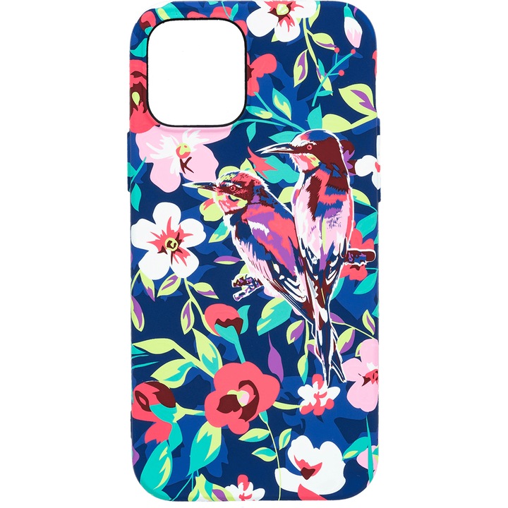 Husa de telefon, LUXO, compatibil cu iPhone 12 / 12 Pro, model Summer Birds cu efect fosforescent, TPU, multicolor