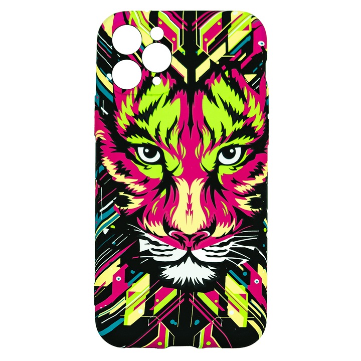 Husa de telefon, LUXO, compatibil cu iPhone 11 Pro , model HyperTech Puma cu efect fosforescent, TPU, multicolor