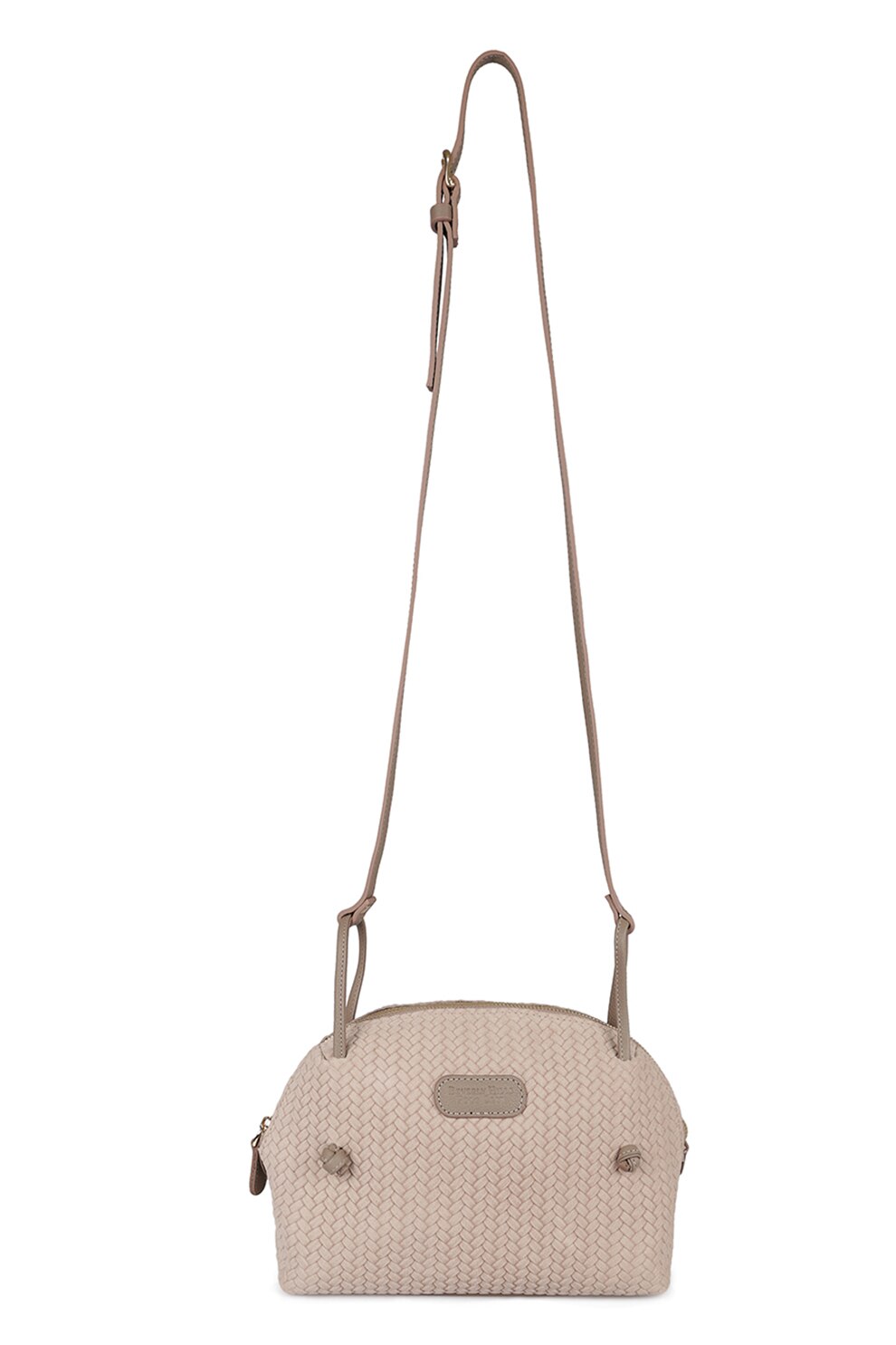 Beverly Hills Polo Club, Geanta de piele cu bareta de umar si aspect impletit, Maro nisip
