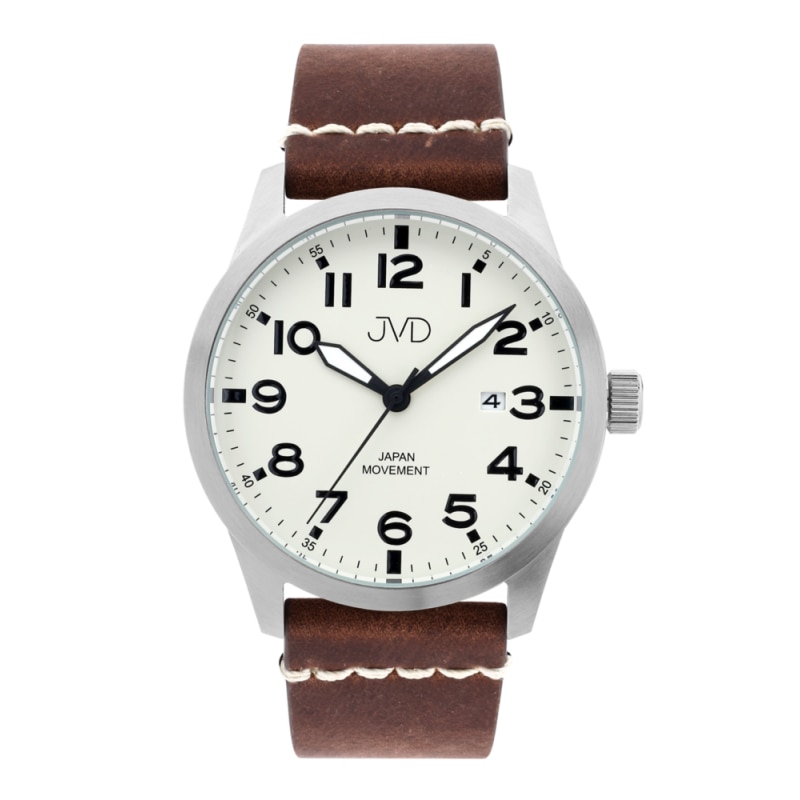Ceas pentru barbati JVD JC600.1, Curea din Piele, Maro