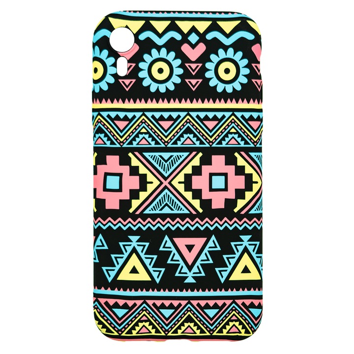 Husa de telefon, LUXO, compatibil cu iPhone X / XS, model Traditional Pattern cu efect fosforescent, TPU, multicolor