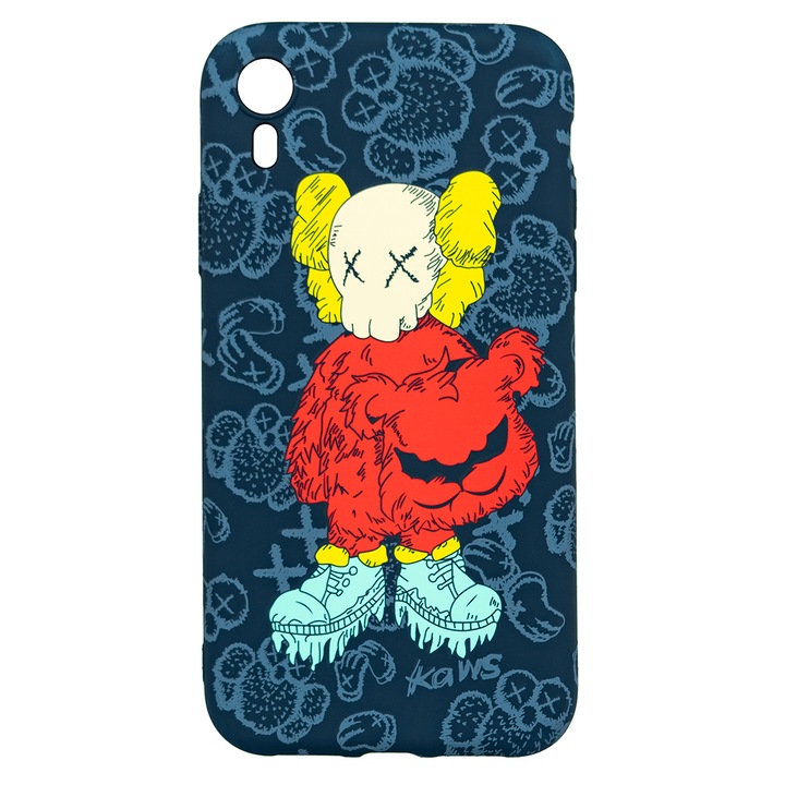Husa de telefon, LUXO, compatibil cu iPhone X / XS, model Kaws cu efect fosforescent, TPU, multicolor