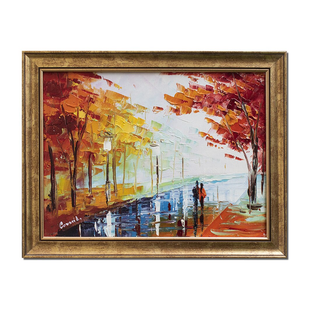 Tablou pictat manual - Impreuna pentru totdeauna (3) - 45x35cm cu rama, in cutit efect 3D