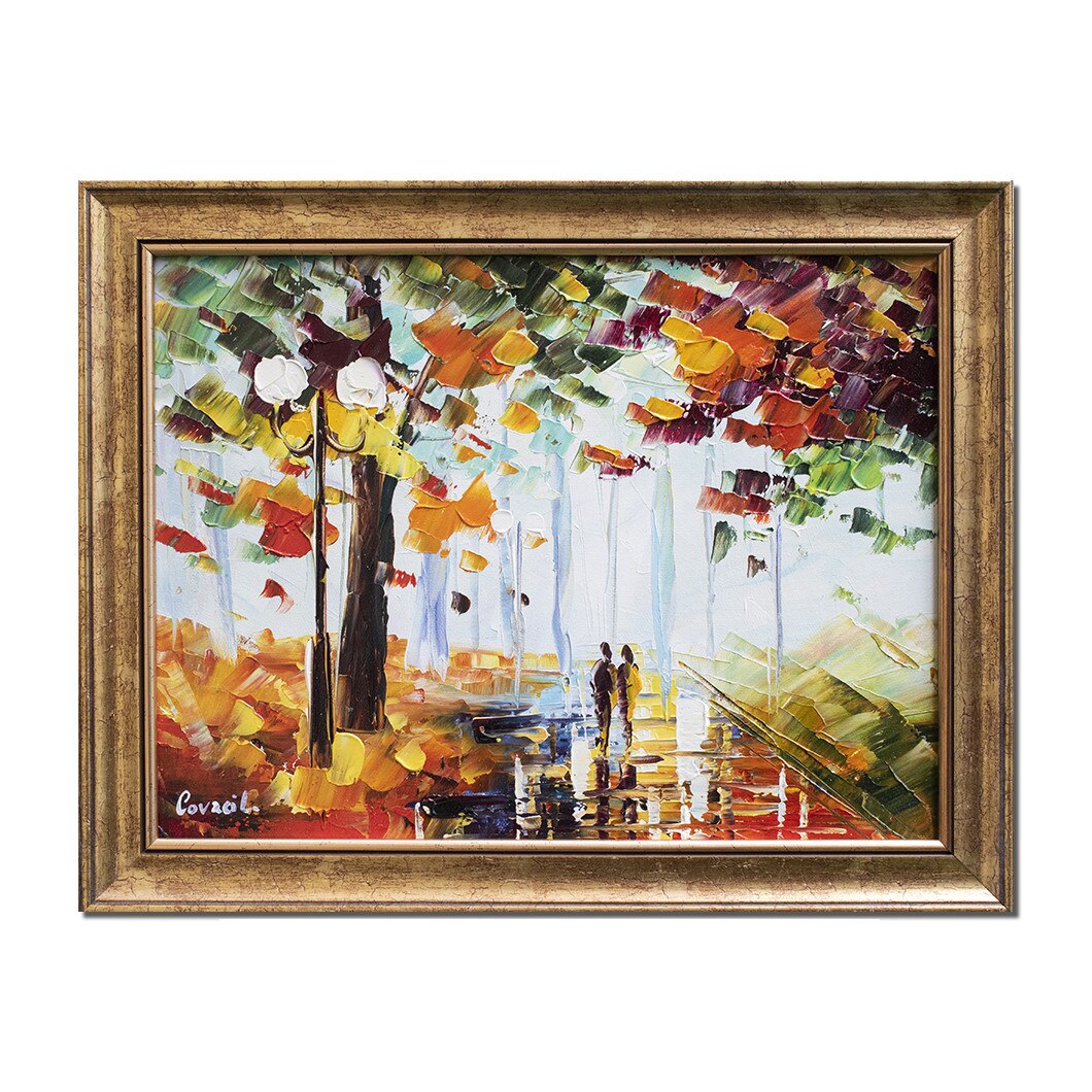 Tablou pictat manual - Impreuna pentru totdeauna - 45x35cm cu rama, in cutit efect 3D
