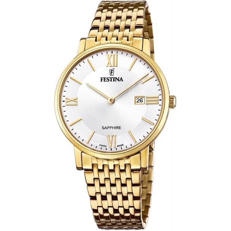 Ceas barbati Festina Swiss Made 20020/1, Otel inoxidabil, Auriu