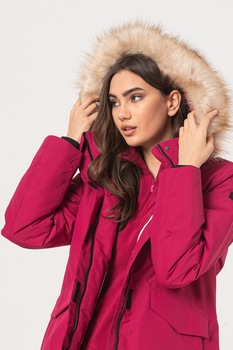 CMP, Geaca parka cu gluga cu garnitura de blana sintetica, Roz fandango CMP, Geaca parka cu gluga cu garnitura de blana sintetica, Roz fandango